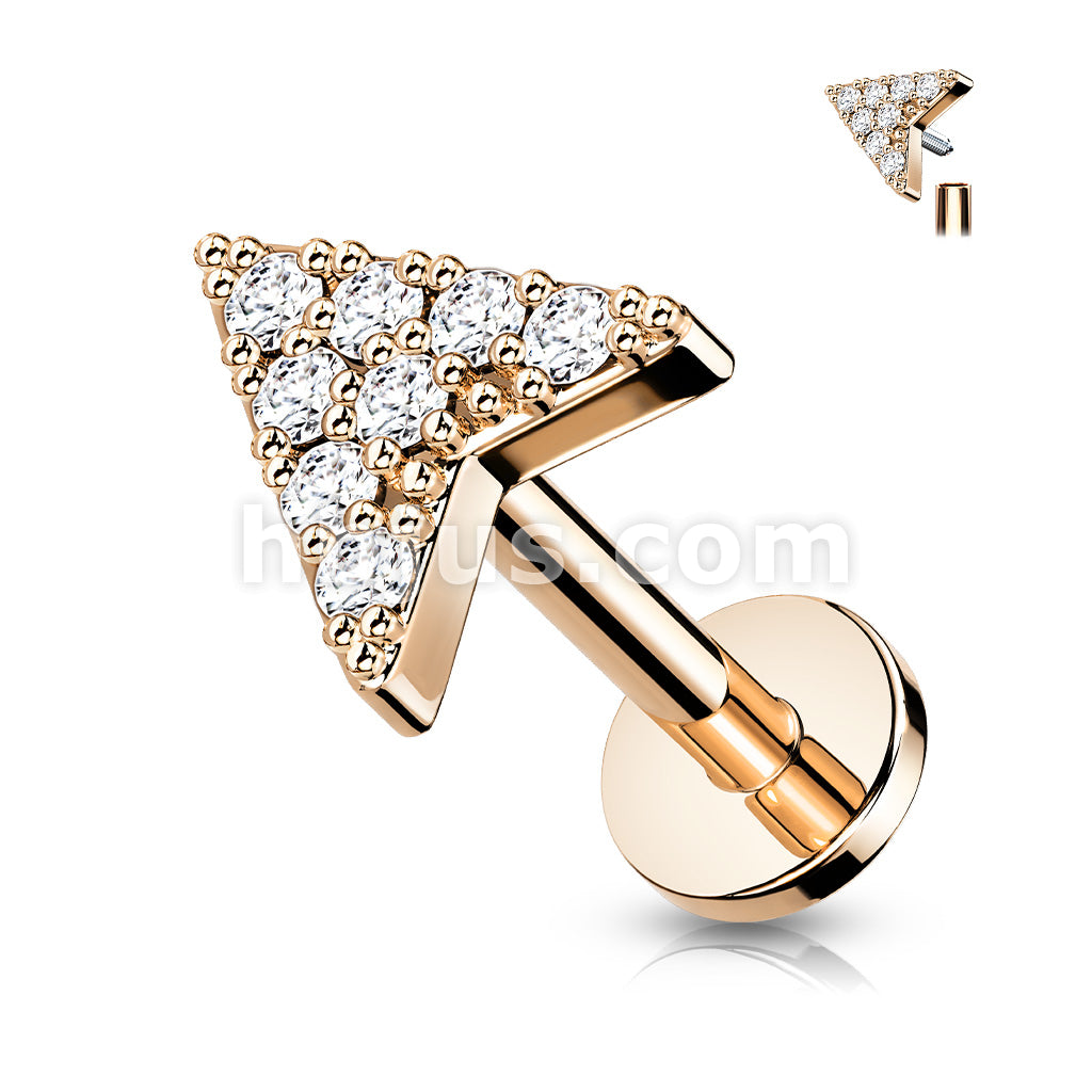 Round CZ Paved Chevron Arrow Top on Internally Threaded 316L Surgical... - Image 4