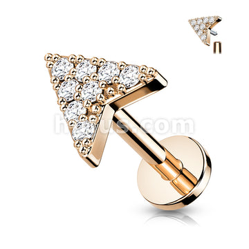 Round CZ Paved Chevron Arrow Top on Internally Threaded 316L Surgical... - Image 4