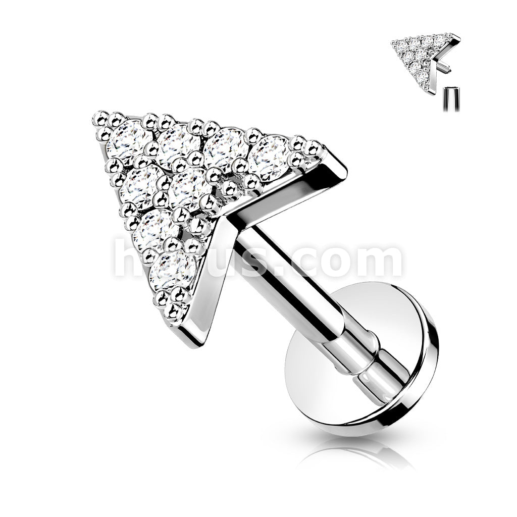 Round CZ Paved Chevron Arrow Top on Internally Threaded 316L Surgical... - Image 5