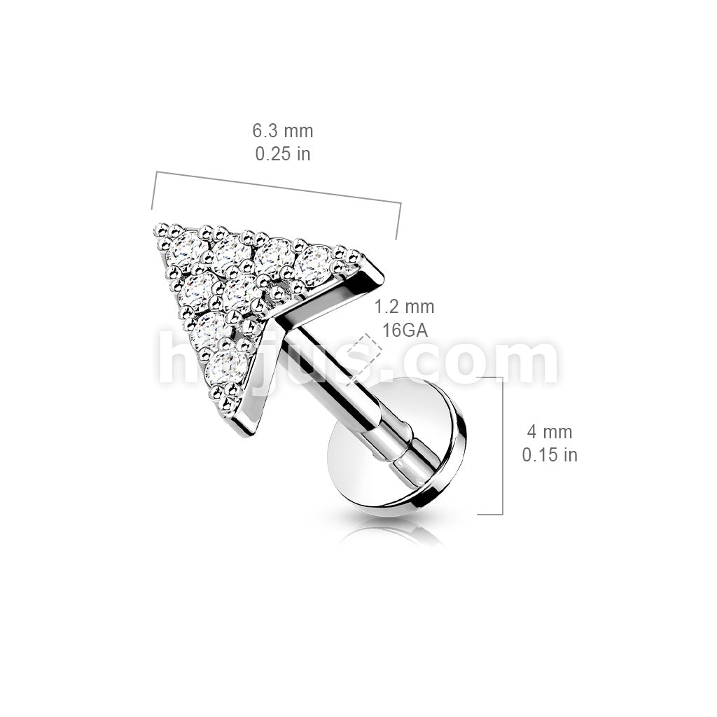 Round CZ Paved Chevron Arrow Top on Internally Threaded 316L Surgical... - Image 6