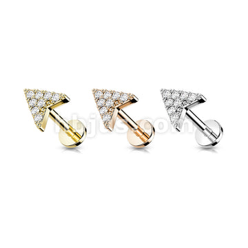 Round CZ Paved Chevron Arrow Top on Internally Threaded 316L Surgical... - Image 7