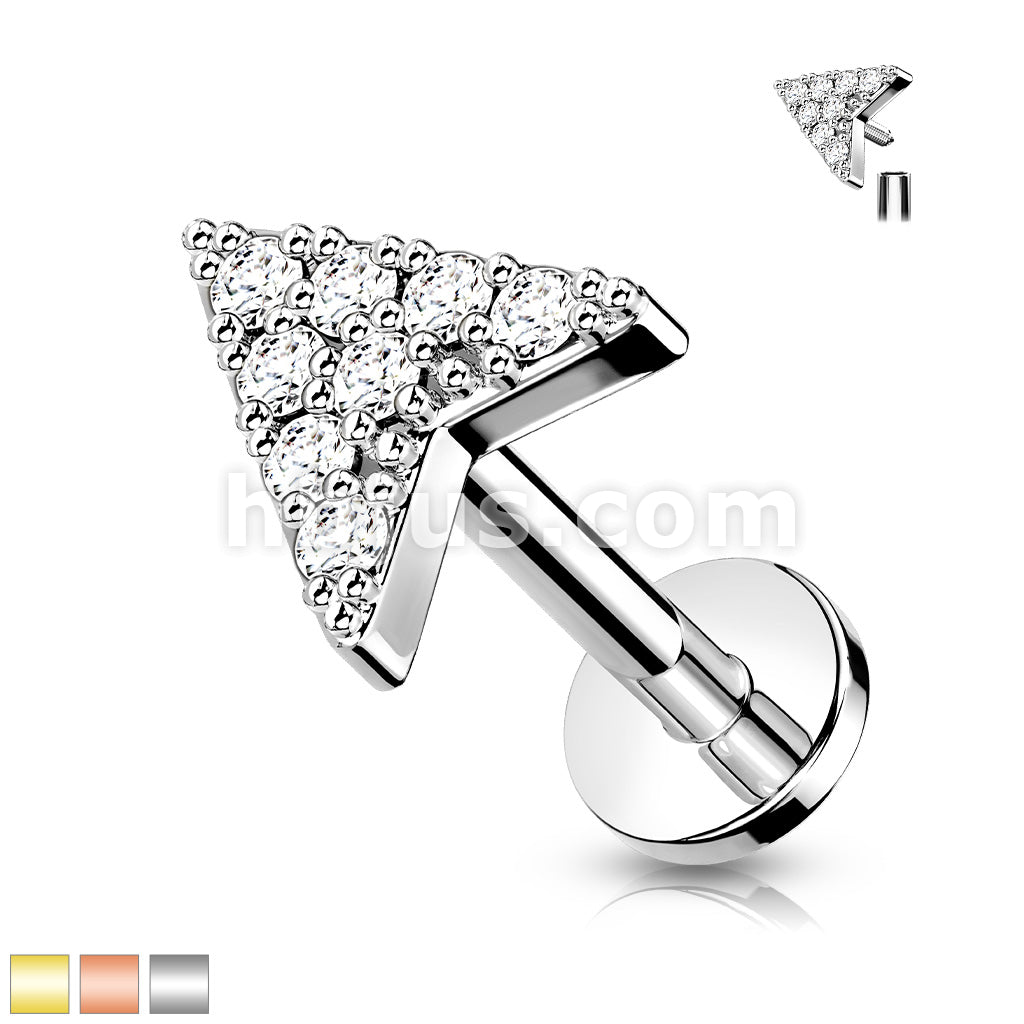Round CZ Paved Chevron Arrow Top on Internally Threaded 316L Surgical... - Image 2