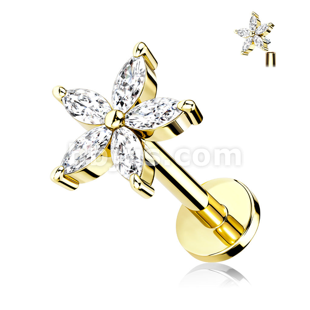 5 Marquise CZ Petals Flower Top on Internally Threaded 316L Surgical... - Image 3