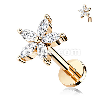 5 Marquise CZ Petals Flower Top on Internally Threaded 316L Surgical... - Image 4