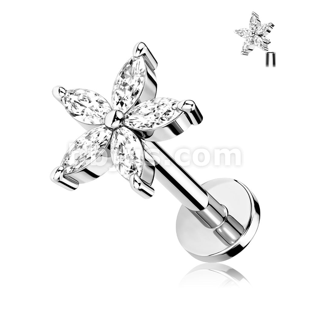 5 Marquise CZ Petals Flower Top on Internally Threaded 316L Surgical... - Image 5