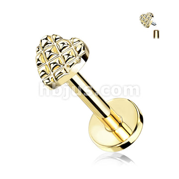 316L Surgical Steel Diamond Cut Heart 316L Surgical Steel Internally... - Image 3