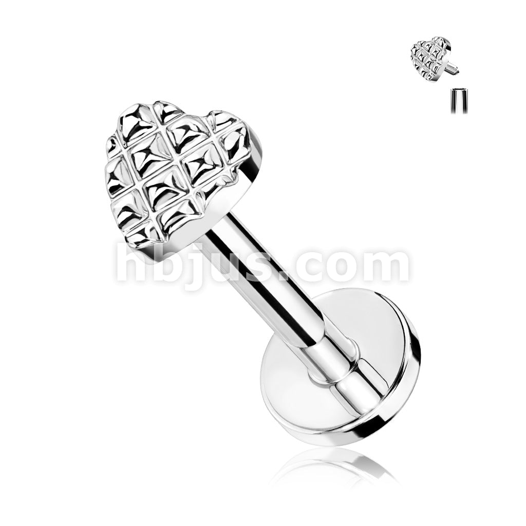 316L Surgical Steel Diamond Cut Heart 316L Surgical Steel Internally... - Image 5