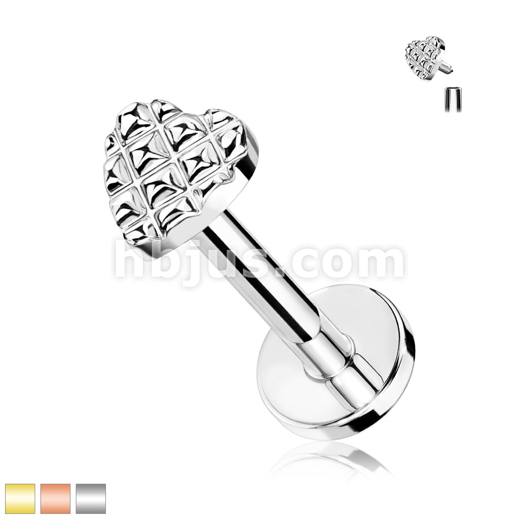 316L Surgical Steel Diamond Cut Heart 316L Surgical Steel Internally... - Image 2
