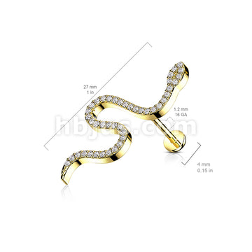 CZ Paved Snake Top on Internally Threaded 316L Surgical Steel Flat Back... - Image 6