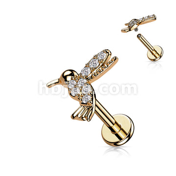 CZ Paved Hummingbird Top on Internally Threaded 316L Surgical Steel... - Image 4