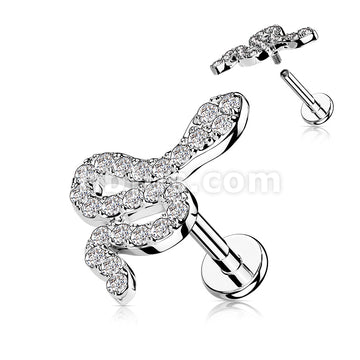 CZ Paved Small Snake Top on Internally Threaded 316L Surgical Steel... - Image 2