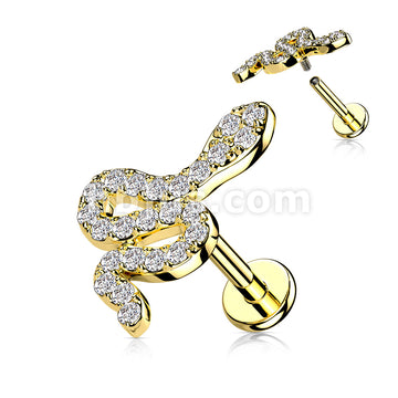 CZ Paved Small Snake Top on Internally Threaded 316L Surgical Steel... - Image 3
