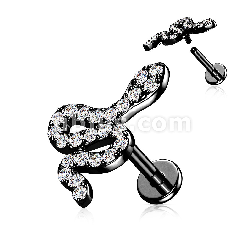 CZ Paved Small Snake Top on Internally Threaded 316L Surgical Steel... - Image 4