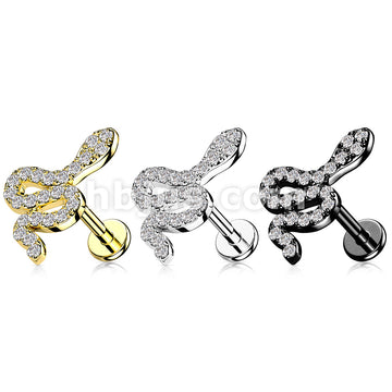 CZ Paved Small Snake Top on Internally Threaded 316L Surgical Steel... - Image 6