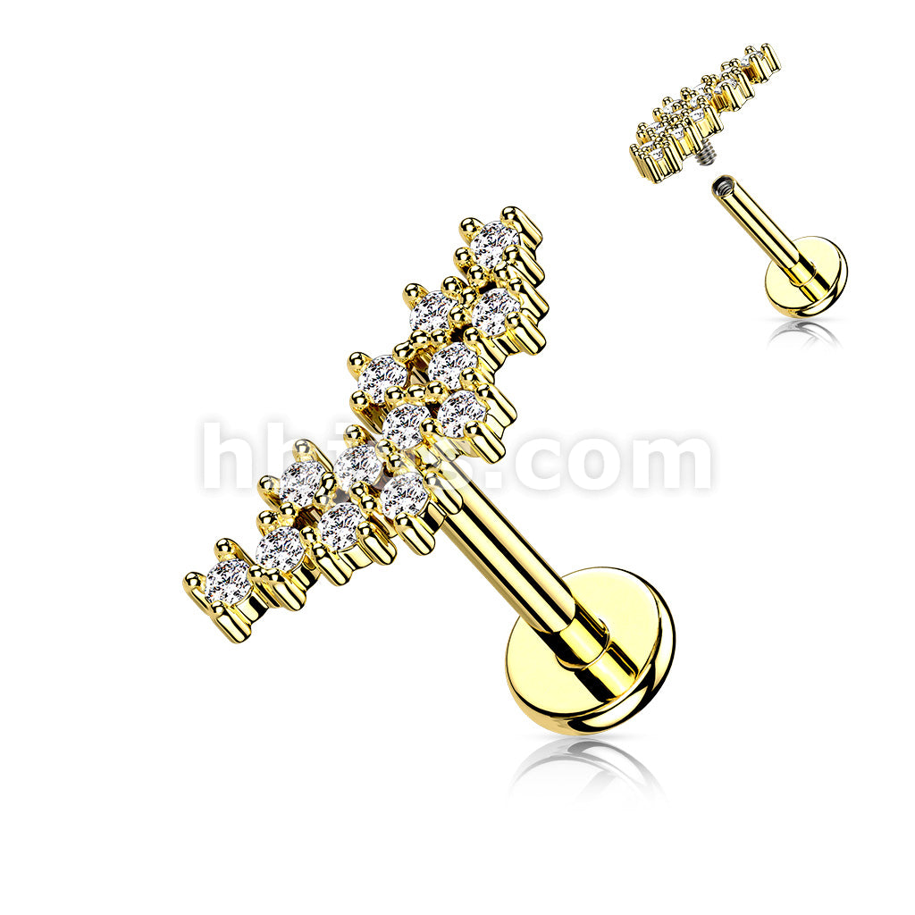 Cluster of Prong Set CZ Top on Internally Threaded 316L Surgical Steel... - Image 3