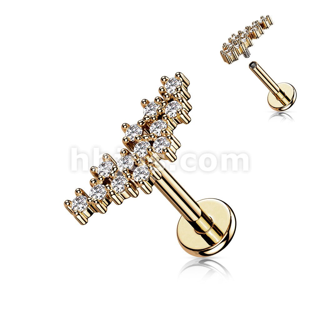 Cluster of Prong Set CZ Top on Internally Threaded 316L Surgical Steel... - Image 4