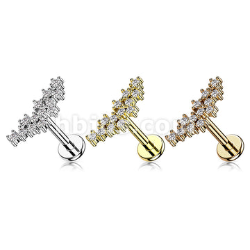 Cluster of Prong Set CZ Top on Internally Threaded 316L Surgical Steel... - Image 6