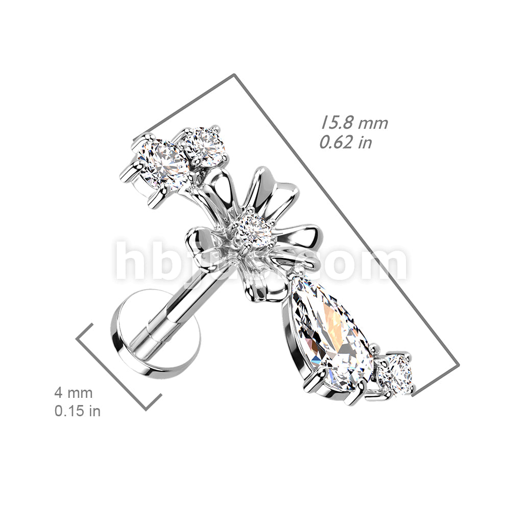 CZ Center Flower With CZ Vine Internally Threaded 316L Surgical Steel... - Image 5