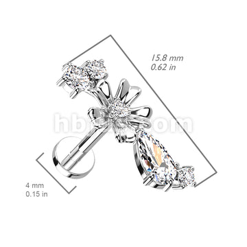 CZ Center Flower With CZ Vine Internally Threaded 316L Surgical Steel... - Image 5