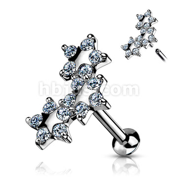 5 CZ Triple Star Top on Internally Threaded 316L Surgical Steel Flat... - Image 3