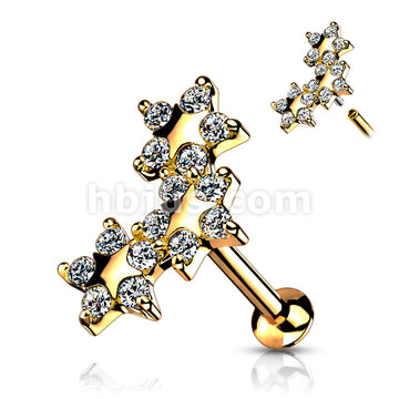 5 CZ Triple Star Top on Internally Threaded 316L Surgical Steel Flat... - Image 4