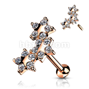 5 CZ Triple Star Top on Internally Threaded 316L Surgical Steel Flat... - Image 5