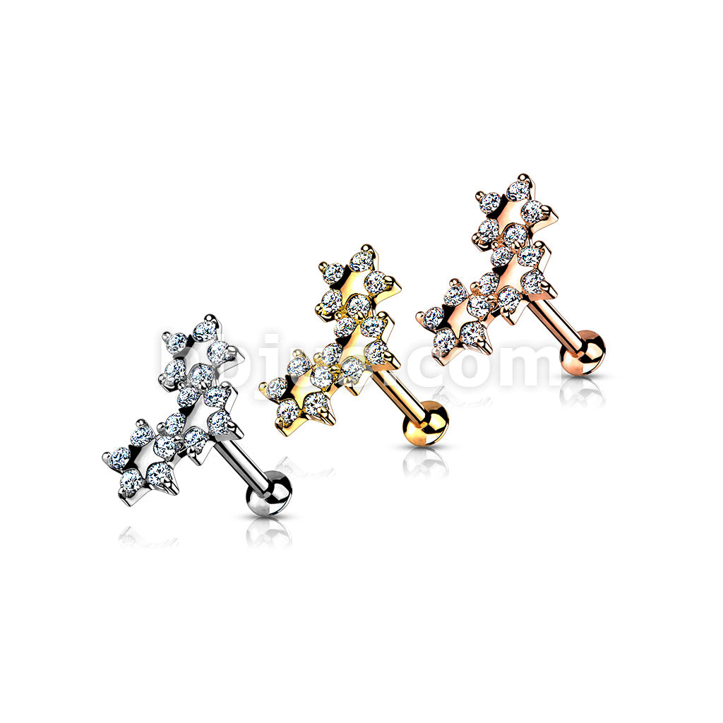 5 CZ Triple Star Top on Internally Threaded 316L Surgical Steel Flat... - Image 7