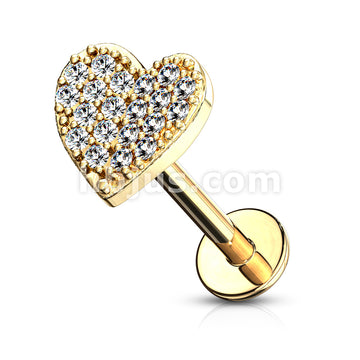 CZ Paved Curved Heart Top Internally Threaded 316L Surgical Steel... - Image 4