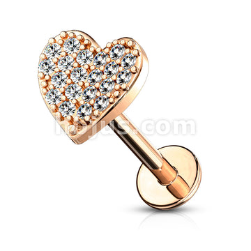 CZ Paved Curved Heart Top Internally Threaded 316L Surgical Steel... - Image 5
