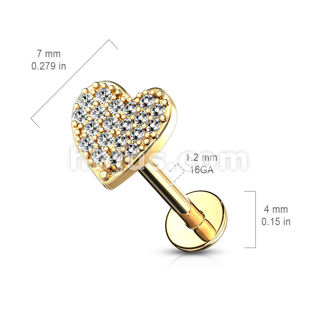 CZ Paved Curved Heart Top Internally Threaded 316L Surgical Steel... - Image 6