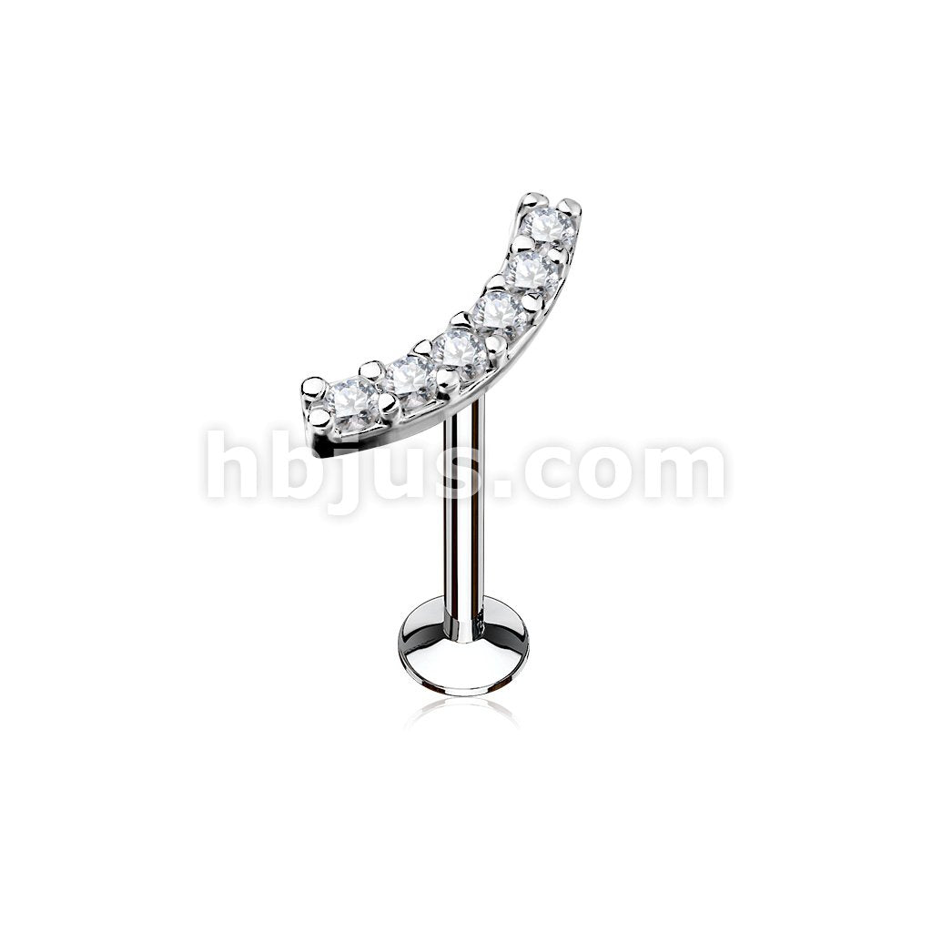 316L Surgical Steel Lined CZ Curve Top 316L Surgical Steel Internally... - Image 2