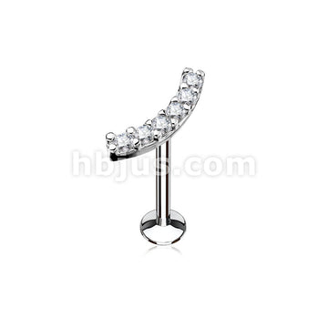 316L Surgical Steel Lined CZ Curve Top 316L Surgical Steel Internally... - Image 2