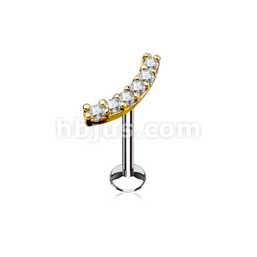 316L Surgical Steel Lined CZ Curve Top 316L Surgical Steel Internally... - Image 3