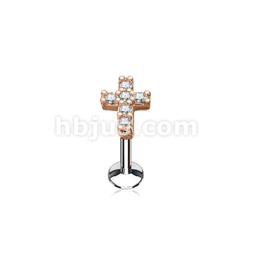 316L Surgical Steel CZ Cross Top 316L Surgical Steel Internally... - Image 4