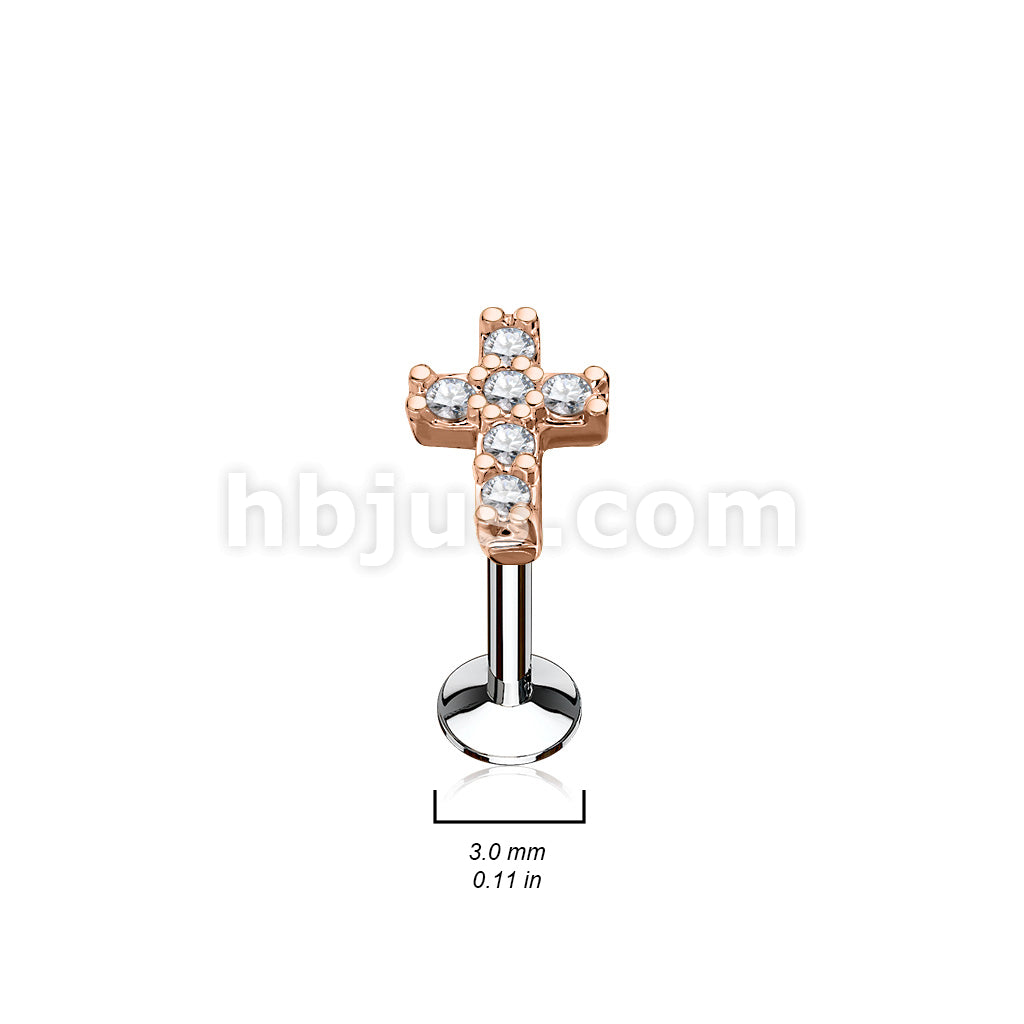 316L Surgical Steel CZ Cross Top 316L Surgical Steel Internally... - Image 5