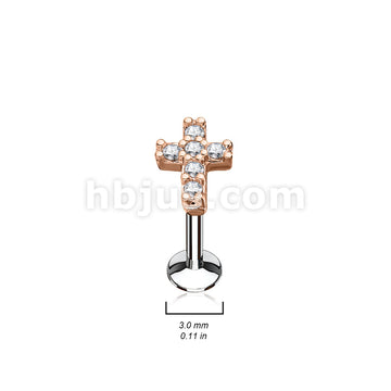 316L Surgical Steel CZ Cross Top 316L Surgical Steel Internally... - Image 5