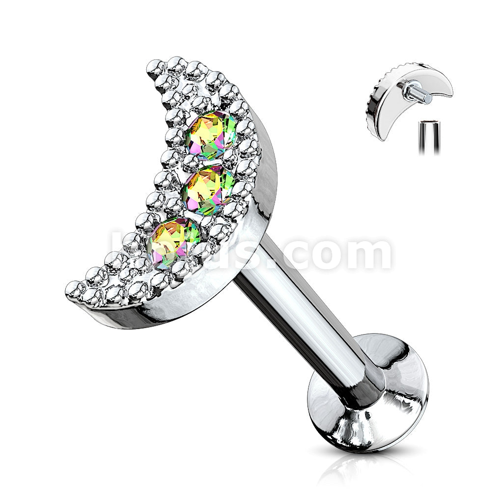 316L Surgical Steel CZ Paved Crescent Top 316L Surgical Steel... - Image 2