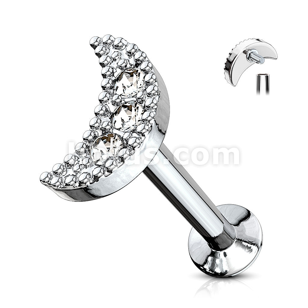 316L Surgical Steel CZ Paved Crescent Top 316L Surgical Steel... - Image 3