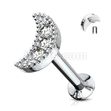 316L Surgical Steel CZ Paved Crescent Top 316L Surgical Steel... - Image 3