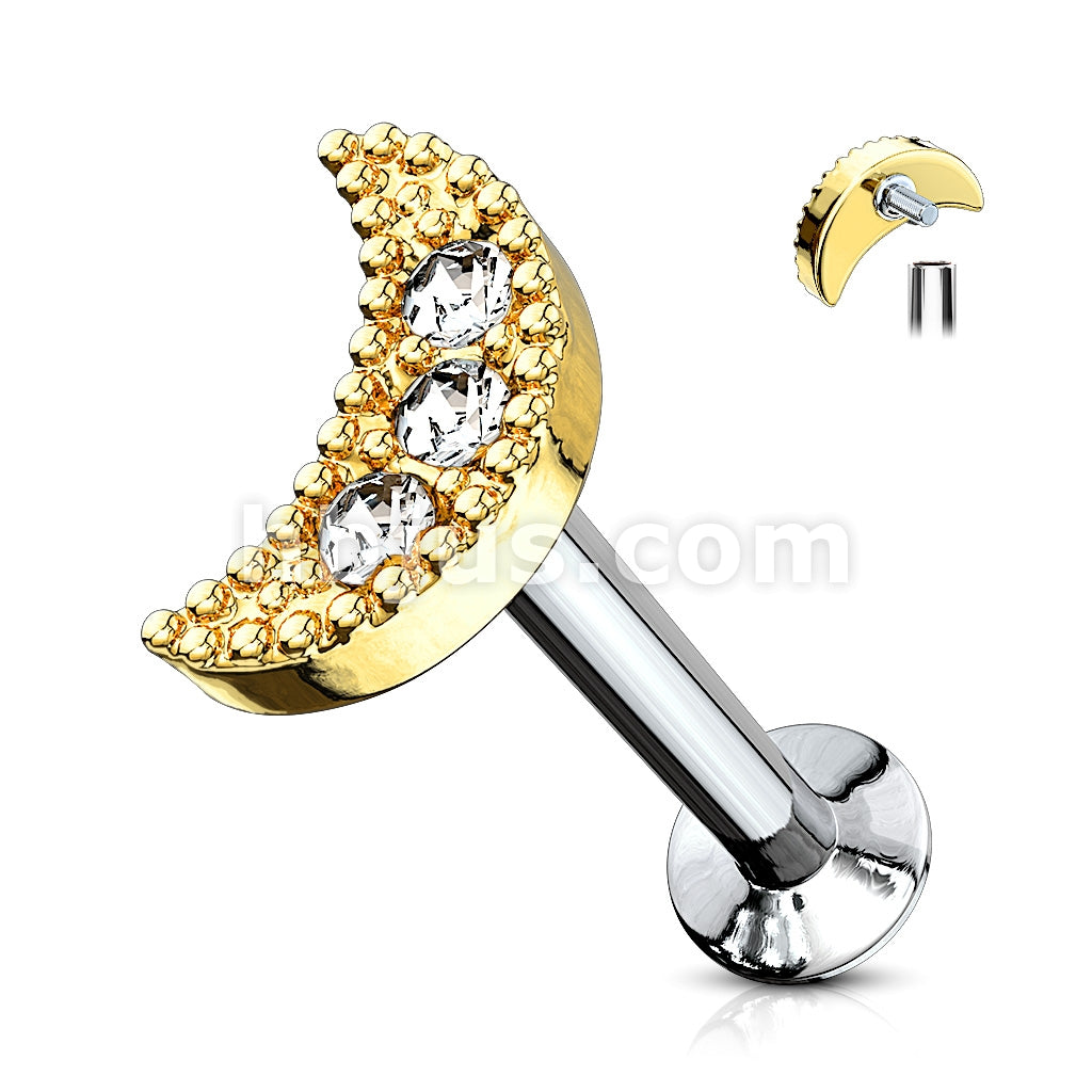 316L Surgical Steel CZ Paved Crescent Top 316L Surgical Steel... - Image 4
