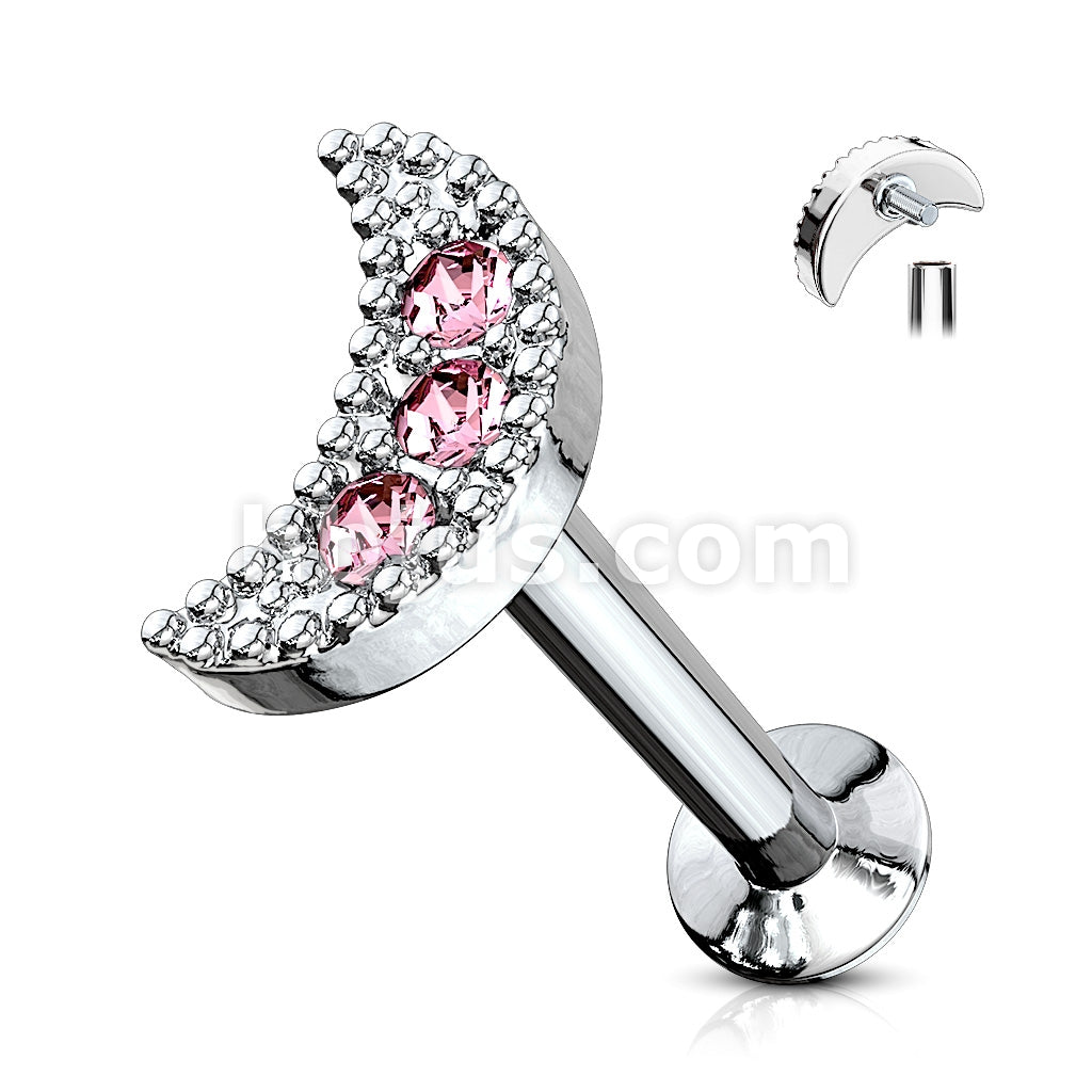 316L Surgical Steel CZ Paved Crescent Top 316L Surgical Steel... - Image 5