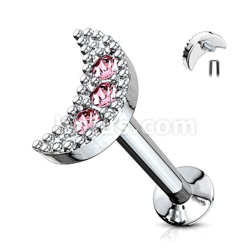 316L Surgical Steel CZ Paved Crescent Top 316L Surgical Steel... - Image 5