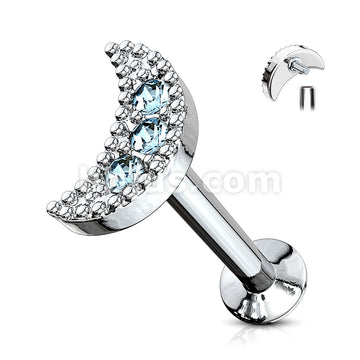 316L Surgical Steel CZ Paved Crescent Top 316L Surgical Steel... - Image 6