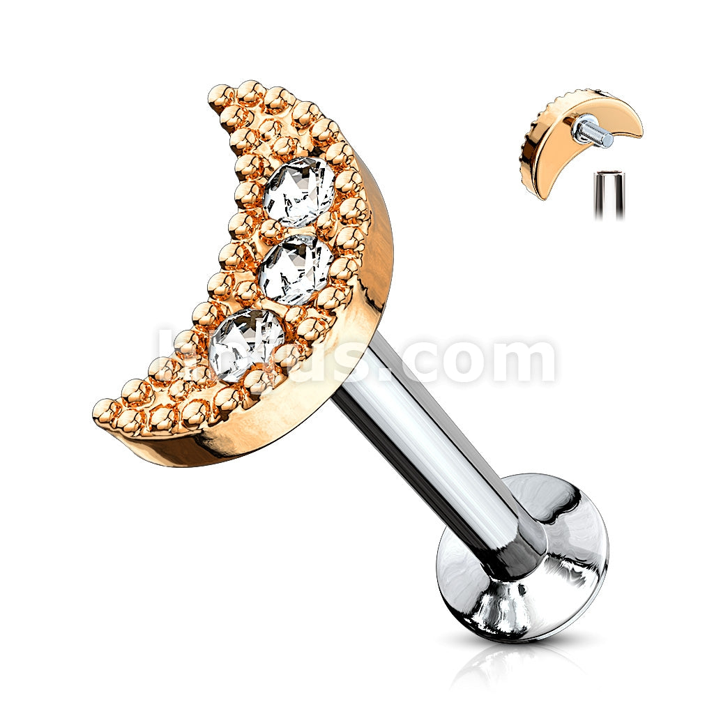 316L Surgical Steel CZ Paved Crescent Top 316L Surgical Steel... - Image 7