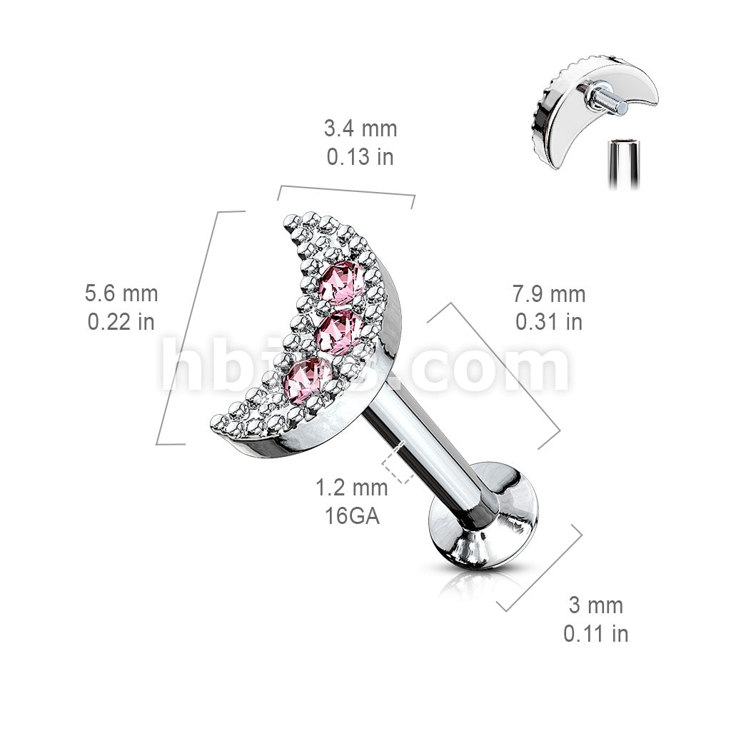 316L Surgical Steel CZ Paved Crescent Top 316L Surgical Steel... - Image 8
