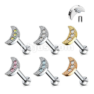 316L Surgical Steel CZ Paved Crescent Top 316L Surgical Steel... - Image 9