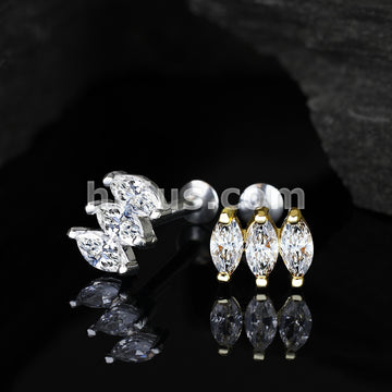 Triple Marquise CZ Prong Set Top 316L Surgical Steel Internally... - Image 7