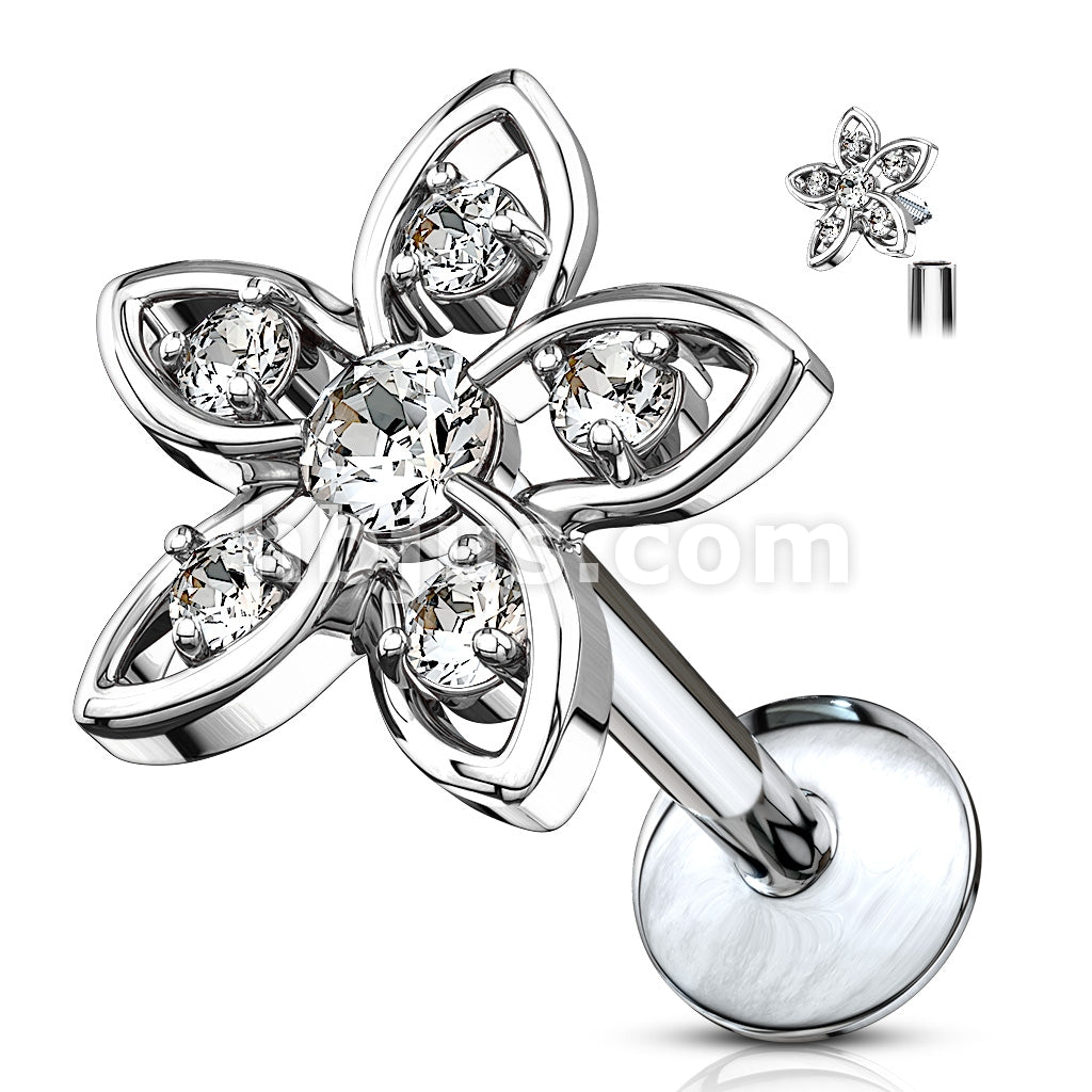 316L Surgical Steel CZ Set Flower Top 316L Surgical Steel Internally... - Image 2