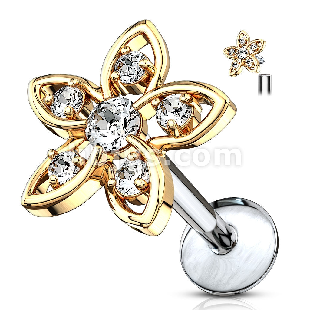 316L Surgical Steel CZ Set Flower Top 316L Surgical Steel Internally... - Image 3
