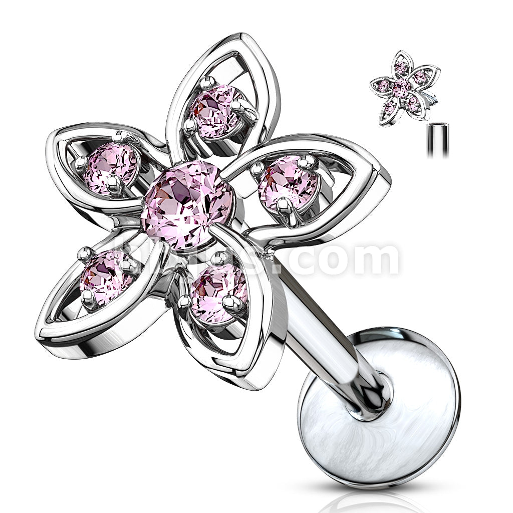 316L Surgical Steel CZ Set Flower Top 316L Surgical Steel Internally... - Image 4